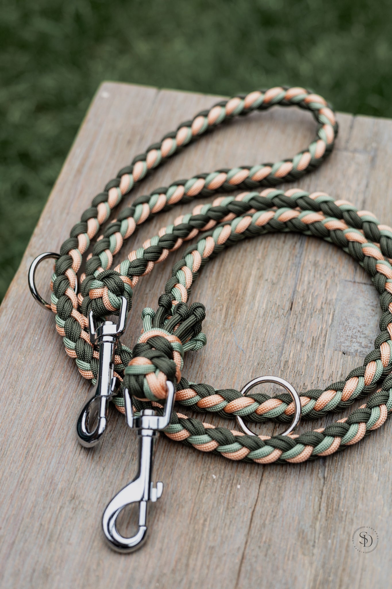 Hundeleine „Paris“ - in Oliv und Peach
