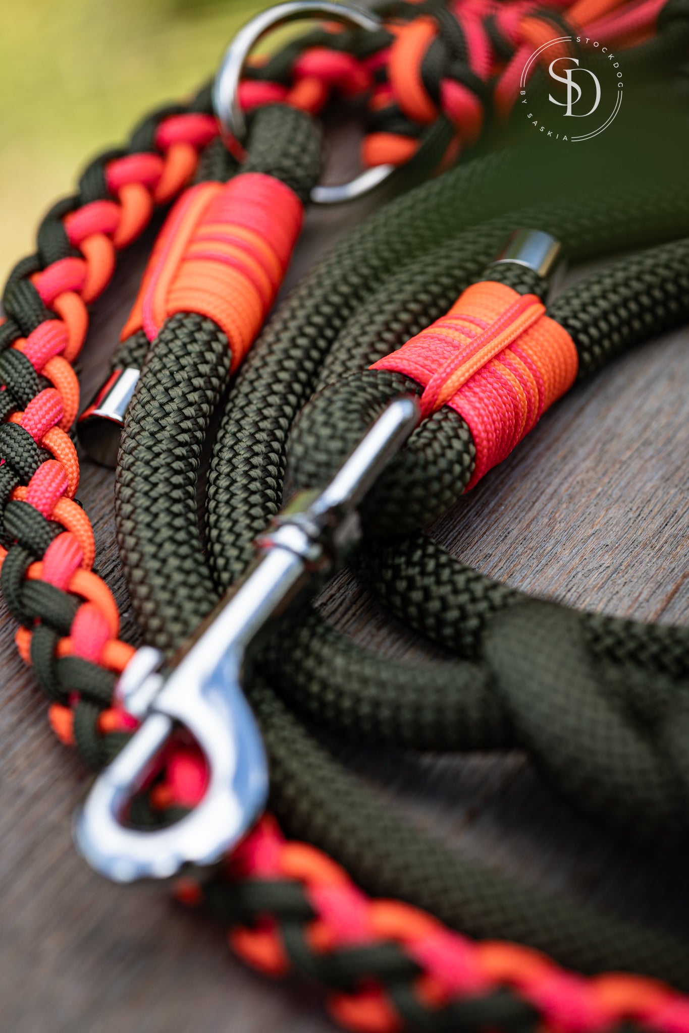Paracord Tau Leine - Olive x Neon