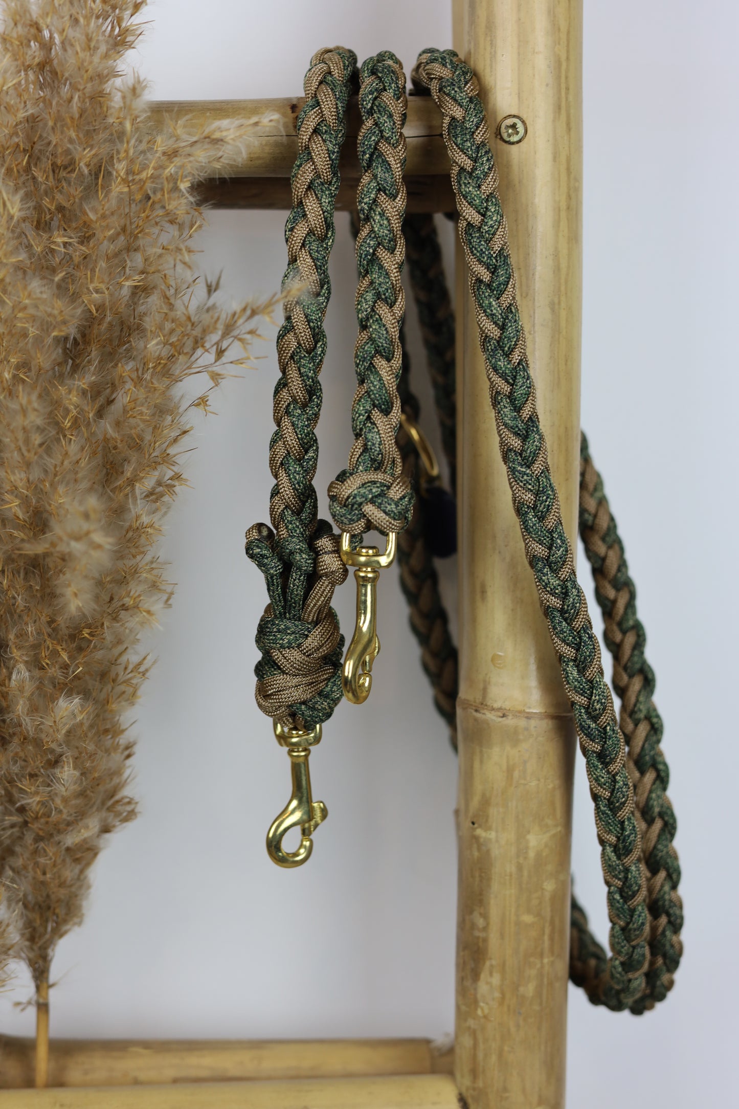 Leine Paris 160cm - Dunkelgrüner Mix, Goldbraun