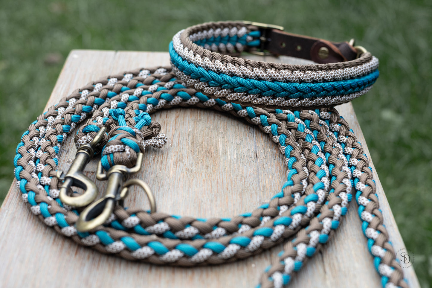 Halsband Rom & Leine London - Brown x Teal