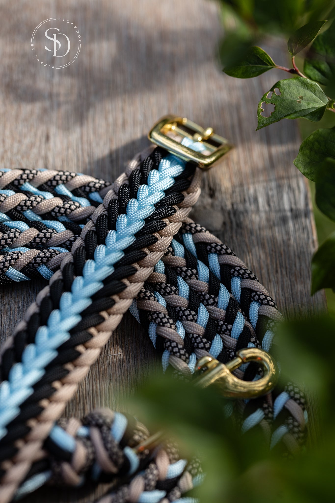 Halsband Rom & Leine Berlin - Black x Pastellblue