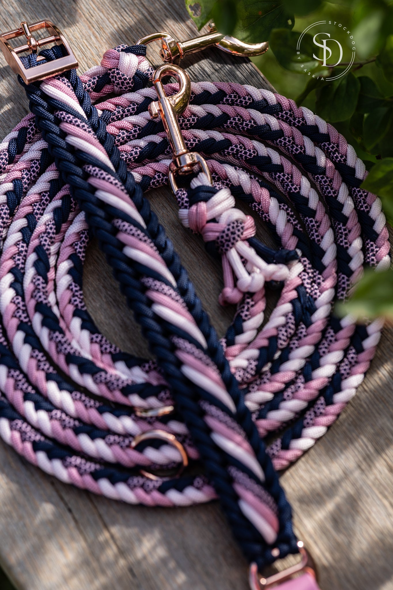 Halsband Vancouver & Leine Berlin - Blue x Rosa