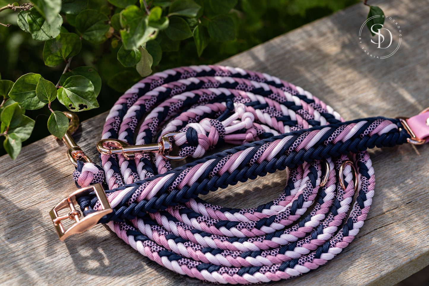 Halsband Vancouver & Leine Berlin - Blue x Rosa