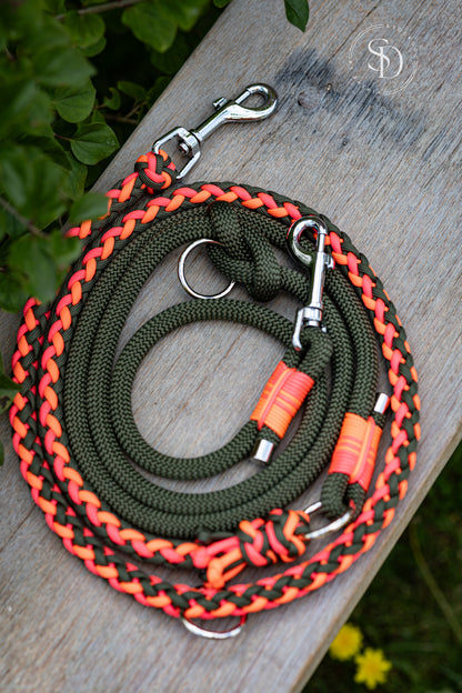 Paracord Tau Leine - Olive x Neon