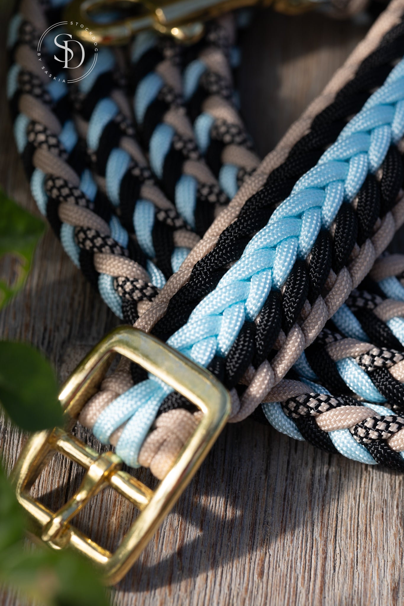 Halsband Rom & Leine Berlin - Black x Pastellblue