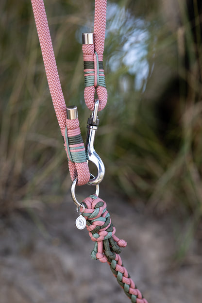 Friendship Halsband 3.5-4.0cm & Paracord Tau Leinen Set - Blush x Green