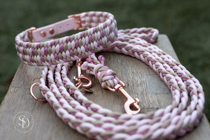 Halsband Colorful & Leine Easy - Rosa x Mokka