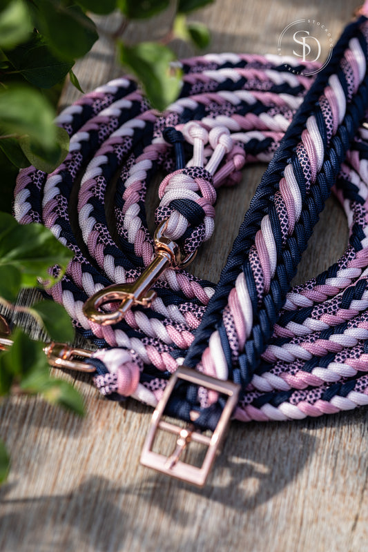 Halsband Vancouver & Leine Berlin - Blue x Rosa