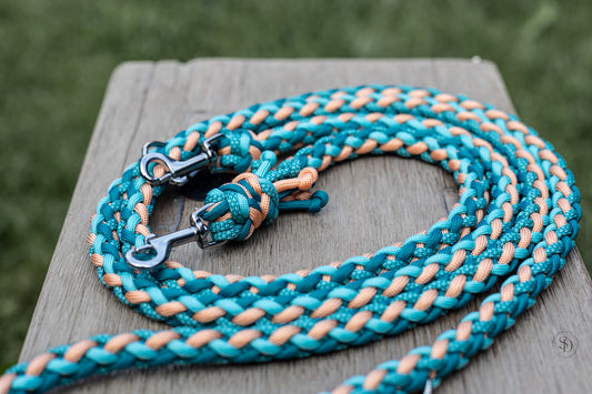 Hundeleine „London“ - in Teal und Peach