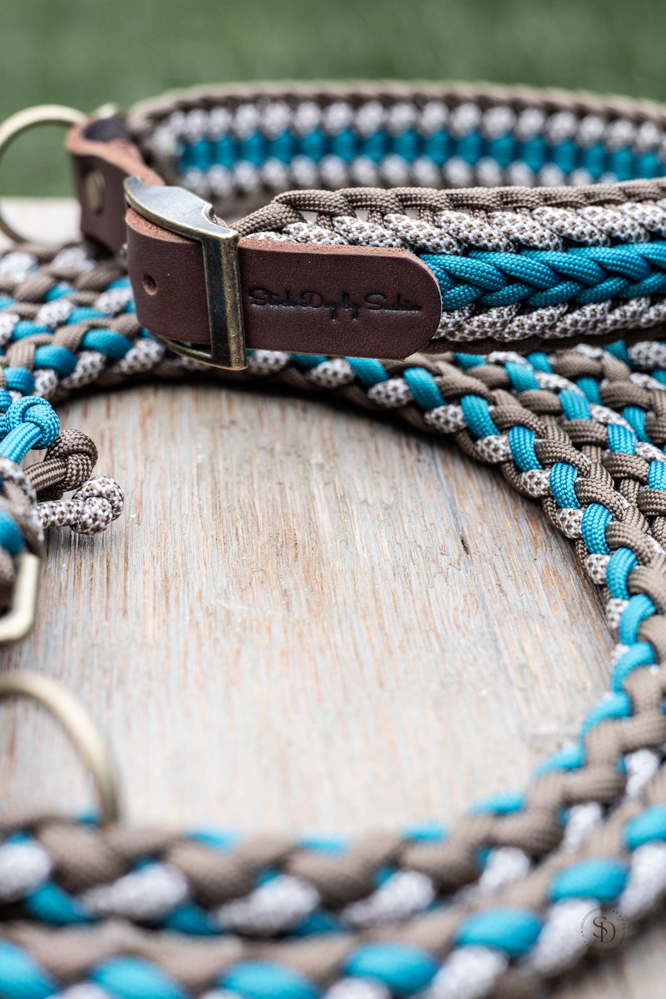 Halsband Rom & Leine London - Brown x Teal