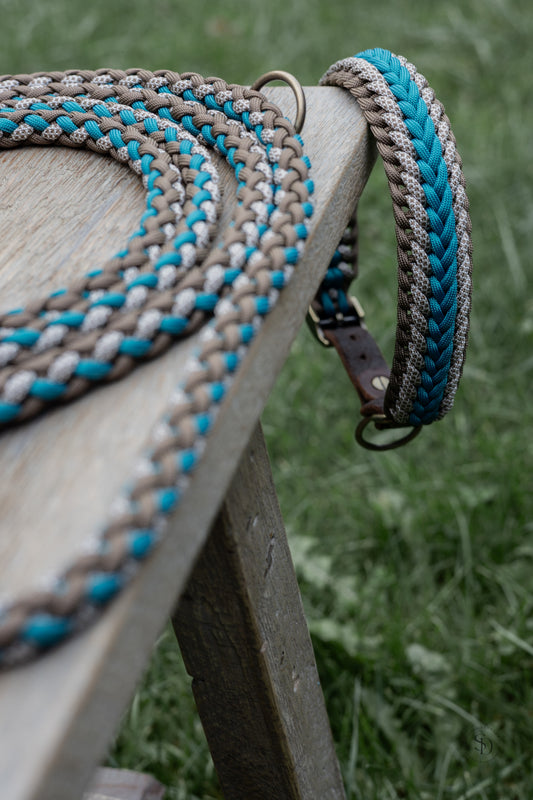 Halsband Rom & Leine London - Brown x Teal